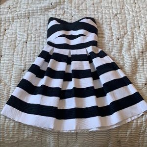 Strapless express black and white stripe dress.